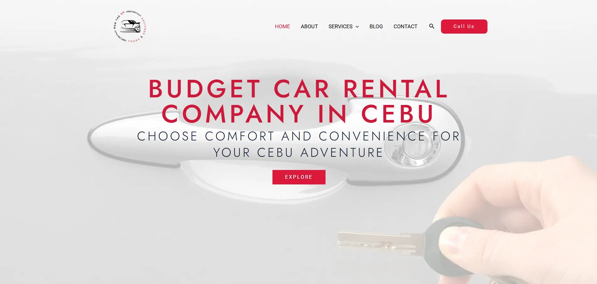 Client car rental website homepage showing SEO improvements and mobile-friendly design
